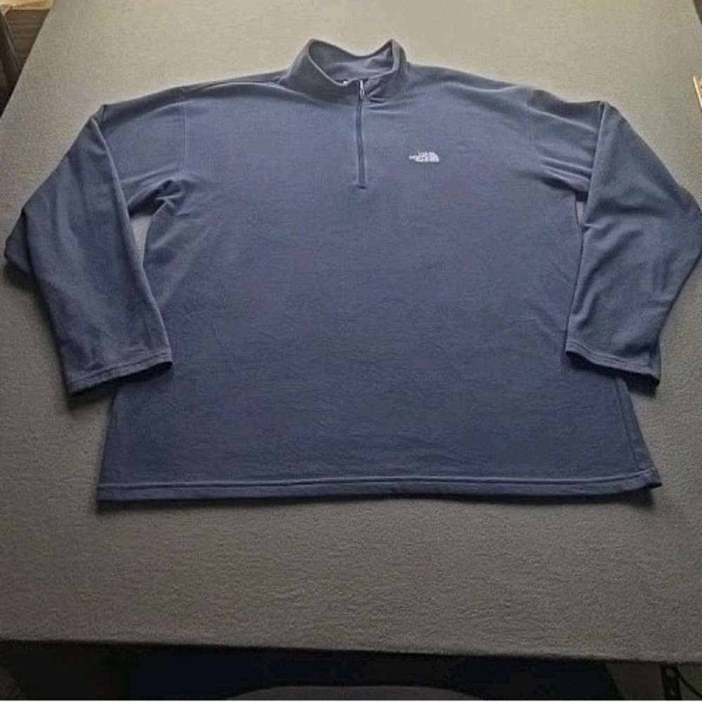 The North Face TKA 100 Fleece Pullover Sweater Men's L‎ Blue 1/4 Zip Lightweight - Picture 3 of 11